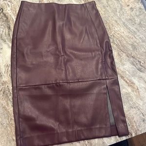 Ann Taylor Faux leather wine color  pencil skirt